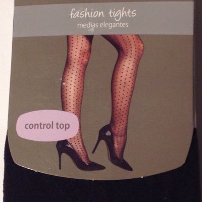 Secret Treasures Control Top Ladies Black Tights New Size One Diamond Pattern